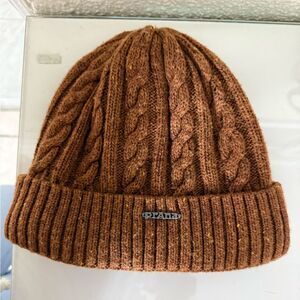 Prana Brown Cable Knit Beanie unisex one size